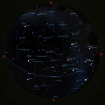 This month’s chart shows the night sky looking South in mid March at 2300.